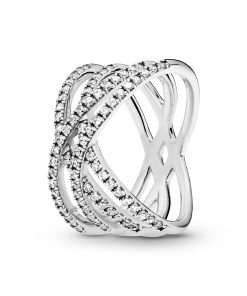 Silver ring with clear cubic zirconia