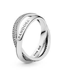 Silver ring with clear cubic zirconia