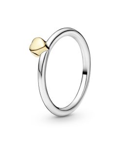 Silver ring with 14k heart