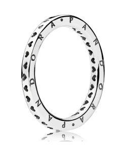 Heart silver logo ring