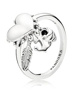 Heart trinity silver ring