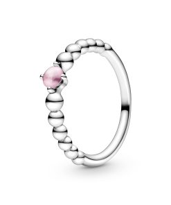 Sterling silver ring with treated petal pink topaz