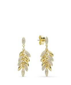Chained seeds 14k Gold Plated  earrings with clear cubic zirconia