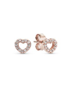 PANDORA Rose heart stud earrings with clear cubic zirconia