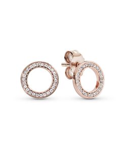 PANDORA Rose stud earrings with clear cubic zirconia