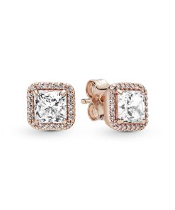 PANDORA Rose stud earrings with clear cubic zirconia