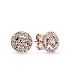 PANDORA Rose stud earrings with detachable earring jackets and clear cubic zirconia