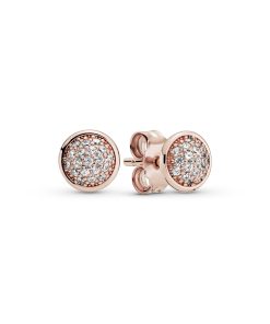 PANDORA Rose stud earrings with clear cubic zirconia. 6 mm
