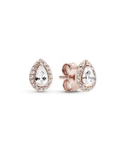 PANDORA Rose stud earrings with clear cubic zirconia
