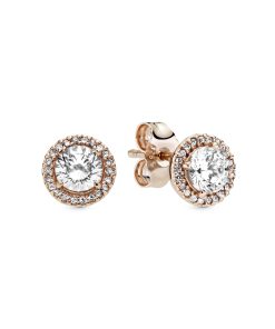 PANDORA Rose stud earrings with clear cubic zirconia