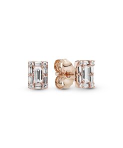 Ice cube 14k Rose Gold-plated stud earrings with clear cubic zirconia