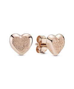 Heart stud earrings in diamond-pointed Pandora Rose