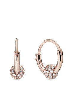 Pandora Rose hoop earrings with clear cubic zirconia