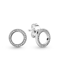 Silver stud earrings with clear cubic zirconia