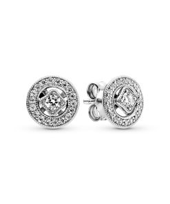 Silver stud earrings with detachable earring jackets and clear cubic zirconia