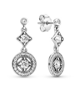 Silver earrings with clear cubic zirconia