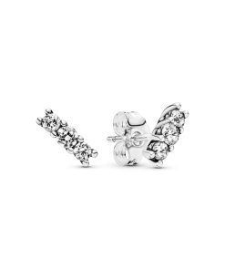 Silver stud earrings with clear cubic zirconia