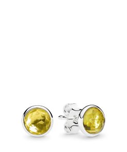 November birthstone silver stud earrings with citrine