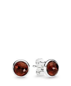 January birthstone silver stud earrings with garnet