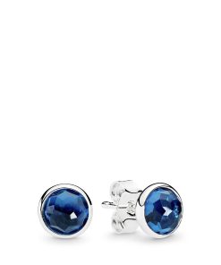 December birthstone silver stud earrings with London blue crystal