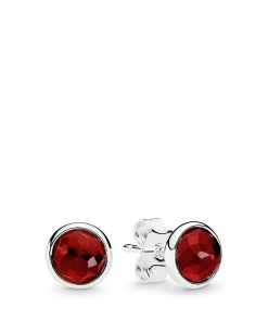 July birthstone silver stud earrings with synthetic ruby