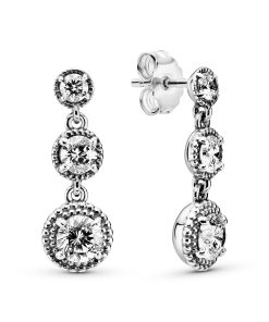 Silver earrings with clear cubic zirconia