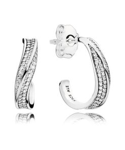 Silver earrings with clear cubic zirconia