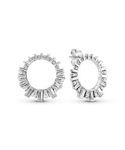 Ice cube silver earrings with clear cubic zirconia