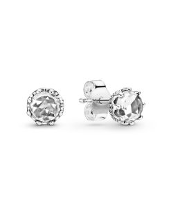 Crown sterling silver stud earrings with clear cubic zirconia