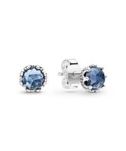 Crown sterling silver stud earrings with moonlight blue crystal