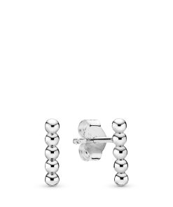 Beaded sterling silver stud earrings