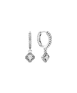 Sterling silver hoop earrings with clear cubic zirconia