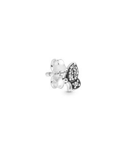 Butterfly sterling silver stud earring with clear cubic zirconia