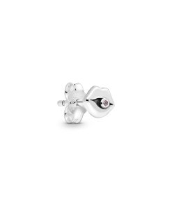 Lips sterling silver stud earring with pink cubic zirconia