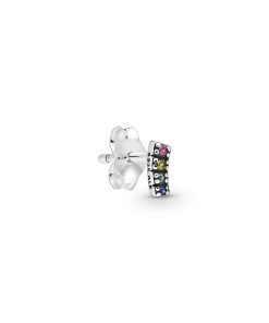 Rainbow sterling silver stud earring with royal green. cerise. true blue and limelight yellow crystal