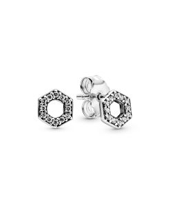 Sparkling Honeycomb Hexagon Stud Earrings
