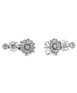 Sparkling Daisy Flower Trio Stud Earrings