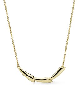Flower stem 14k Gold Plated collier with clear cubic zirconia