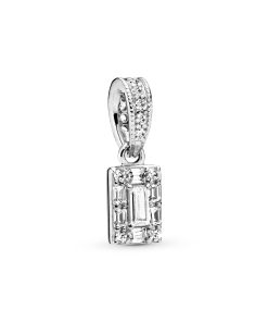 Ice cube silver pendant with clear cubic zirconia