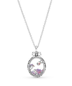 Regal pattern locket silver pendant with  fancy pink. fancy purple and purple cubic zirconia