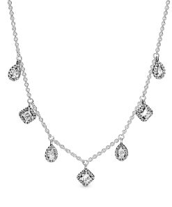 Sterling silver collier with clear cubic zirconia