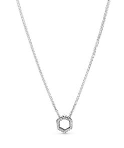 Sparkling Honeycomb Hexagon Collier Necklace