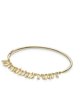 Chained seeds 14k Gold Plated bracelet with clear cubic zirconia