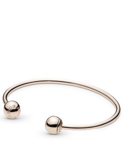 PANDORA Rose open bangle with silicone stoppers and interchangeable end caps