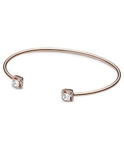 Pandora Rose open bangle with clear cubic zirconia