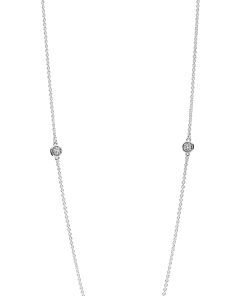 Silver necklace with clear cubic zirconia. 4 mm