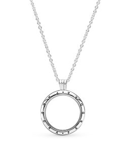 Large PANDORA floating locket silver pendant and necklace