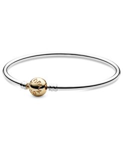 Silver bangle with 14k clasp