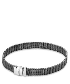 Oxidised sterling silver mesh bracelet