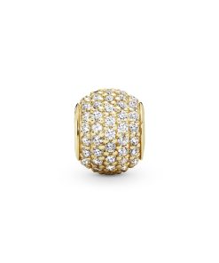 Abstract pave gold charm with cubic zirconia